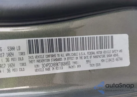 2019 Dodge Journey Se Value Package from USA, damaged, VIN 3C4PDCAB9KT868055